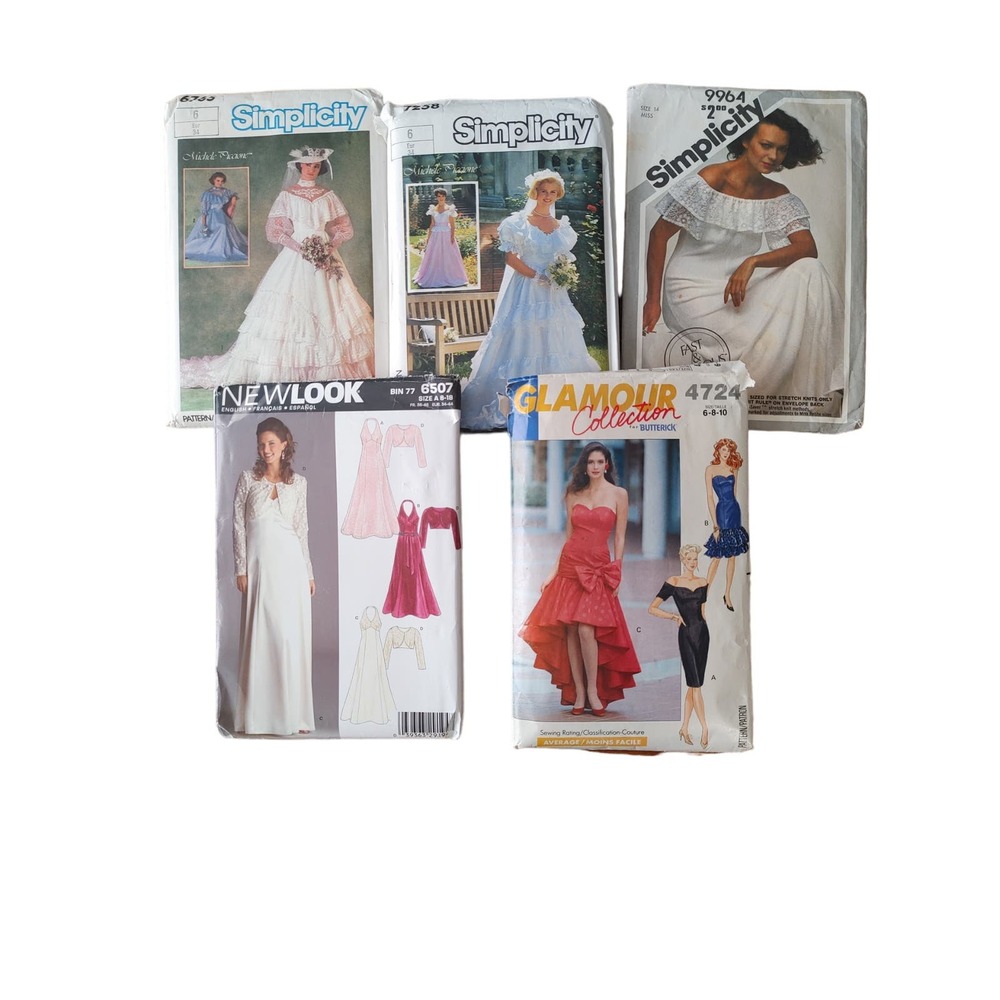 Vintage 80s 90s 00s Wedding Dresses Patterns size ranges 6 to 18